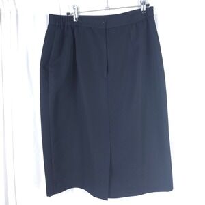 VTG Liz Baker Black Pencil Midi Skirt Womens 14 31x26.5 Made in USA